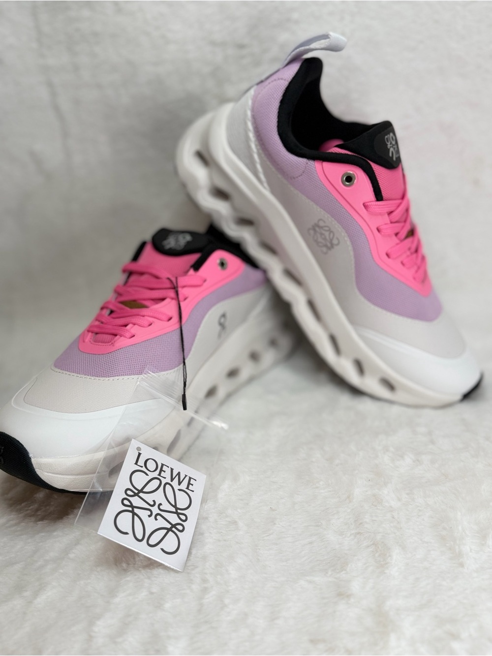 Loewe x On Cloudtilt 2.0 in the 'Pink/White' colorway